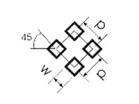Перфорация с диагонально смещёнными рядами квадратных отверстий